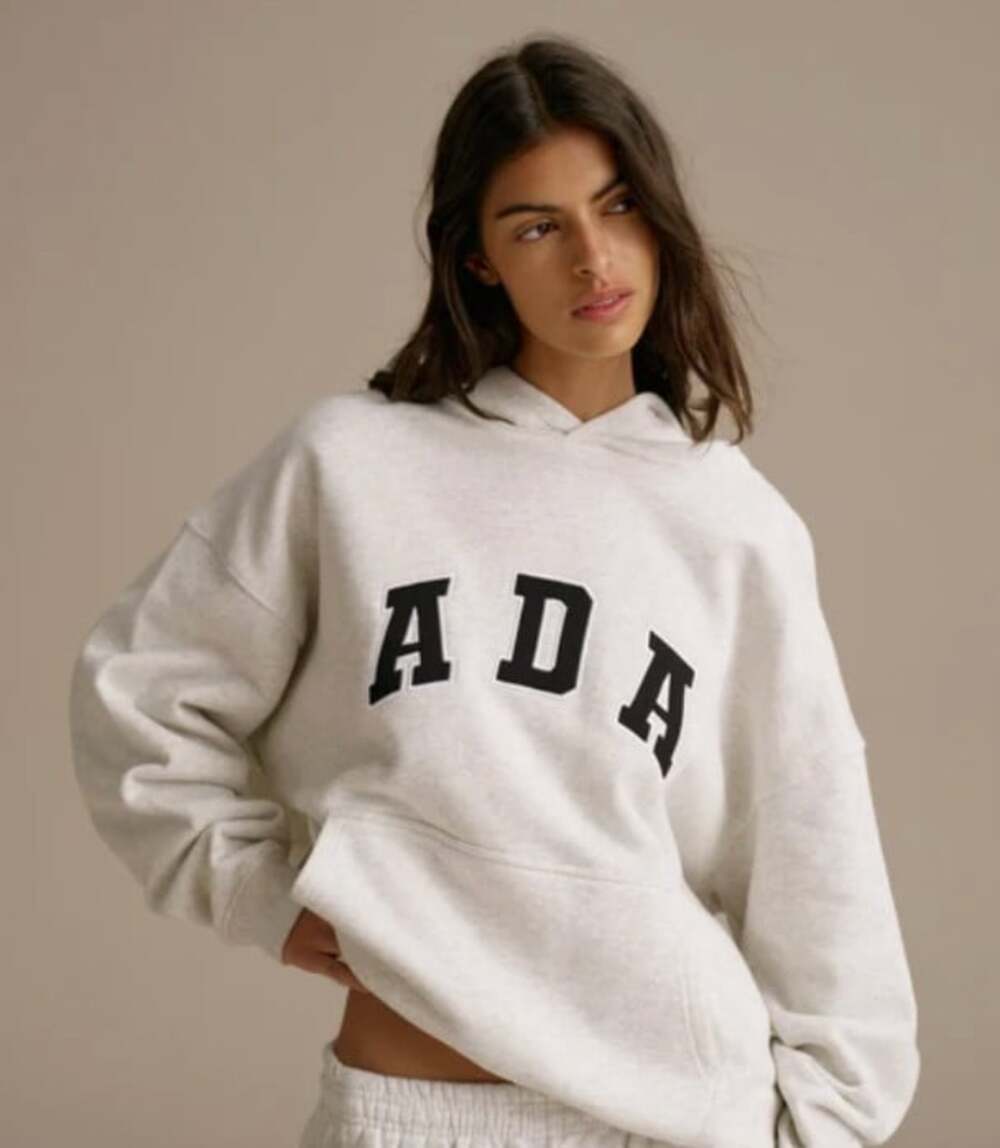 Adanola Oversized ADA Logo Hoodie in Grey Size Small